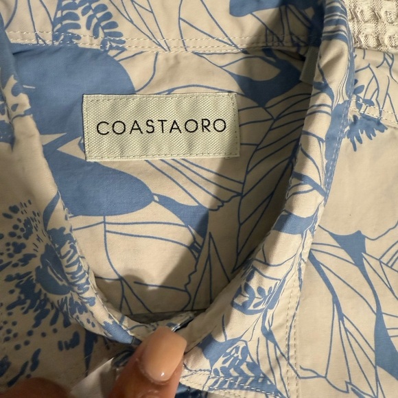 Coastaoro Floral Blue and Cream Men's Shirt Size Large - Picture 4 of 11